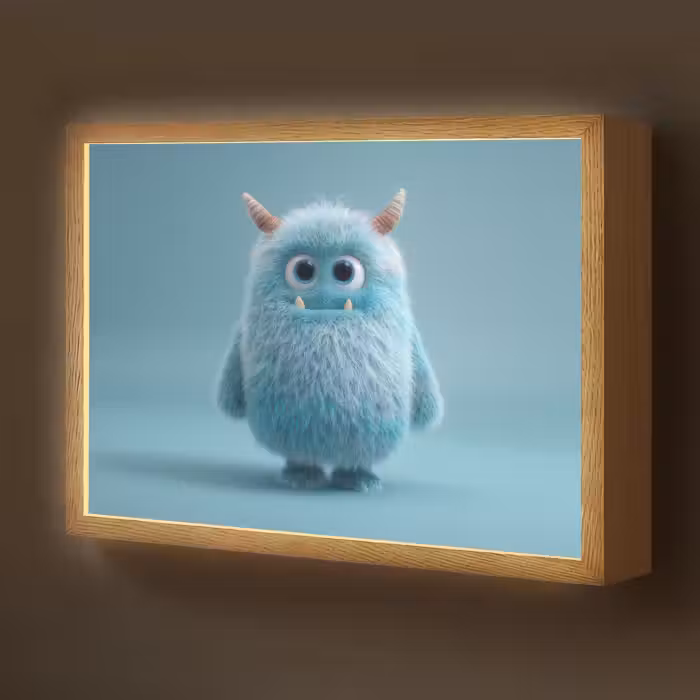 Lightbox - Wandlamp kinderkamer - Monster - Blauw