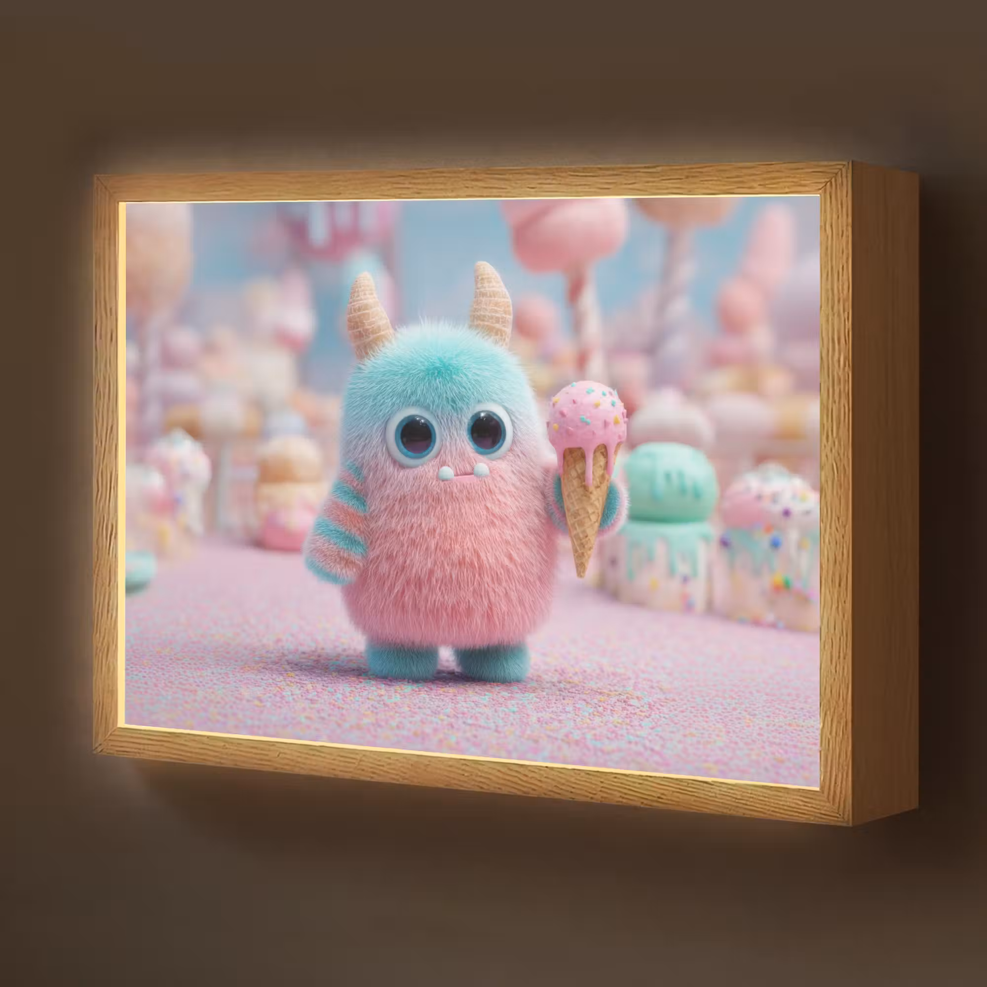 Lightbox - Wandlamp kinderkamer - Monster - Pastel - Roze - Snoep