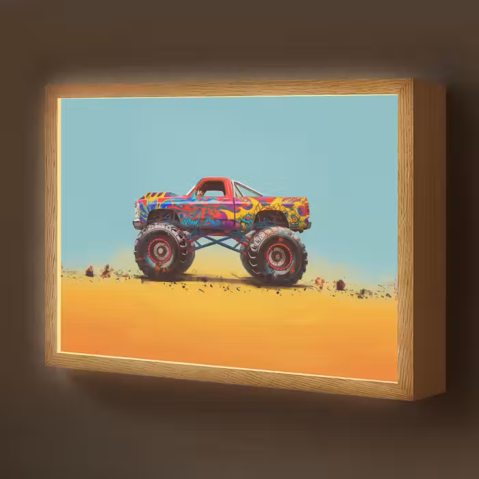 Lightbox - Wandlamp kinderkamer - Monstertruck - Graffiti - Jongens - Auto