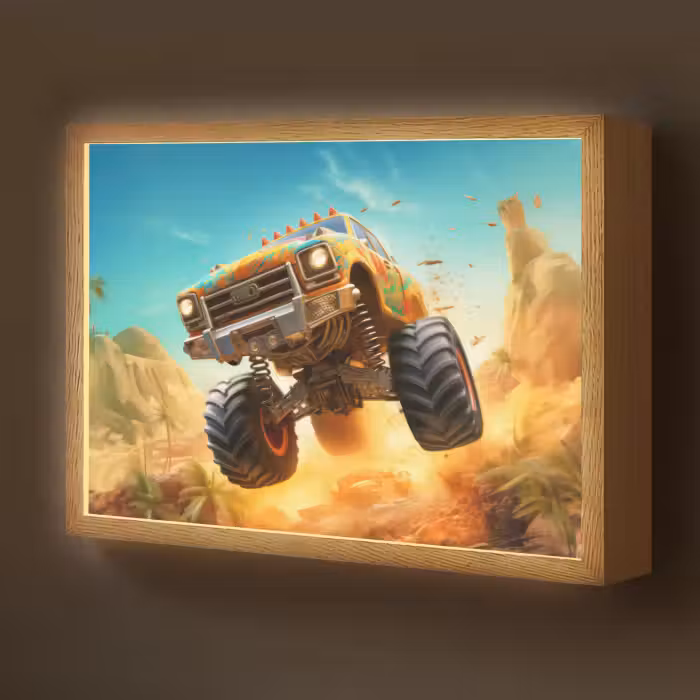 Lightbox - Wandlamp kinderkamer - Monstertruck - Kind - Jongen - Auto