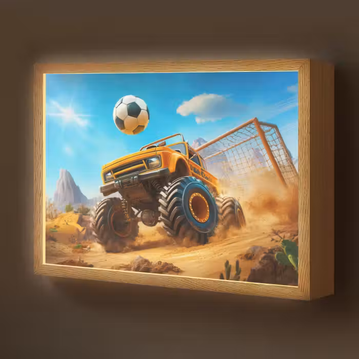 Lightbox - Wandlamp kinderkamer - Monstertruck - Voetbal - Woestijn