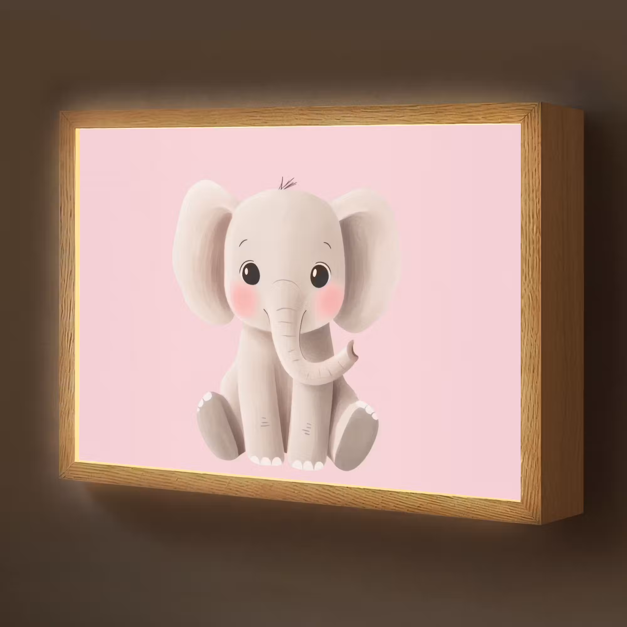 Lightbox - Wandlamp kinderkamer - Olifant - Baby - Roze - Cartoon