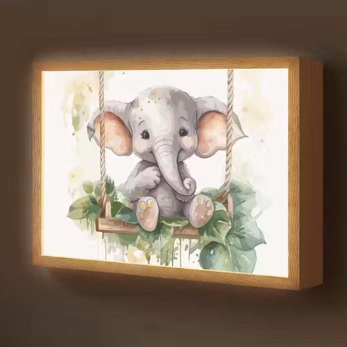Lightbox - Wandlamp kinderkamer - Olifant - Dier - Kinderen - Jungle