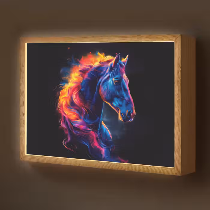 Lightbox - Wandlamp kinderkamer - Paard - Dier - Rook - Zwart - Kleuren