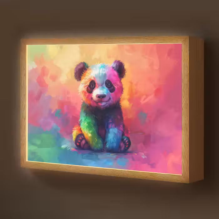 Lightbox - Wandlamp kinderkamer - Panda - Dieren - Kleurrijk - Neon