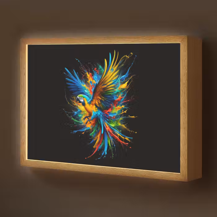 Lightbox - Wandlamp kinderkamer - Papegaai - Vogel - Dier - Kleurrijk - Verf