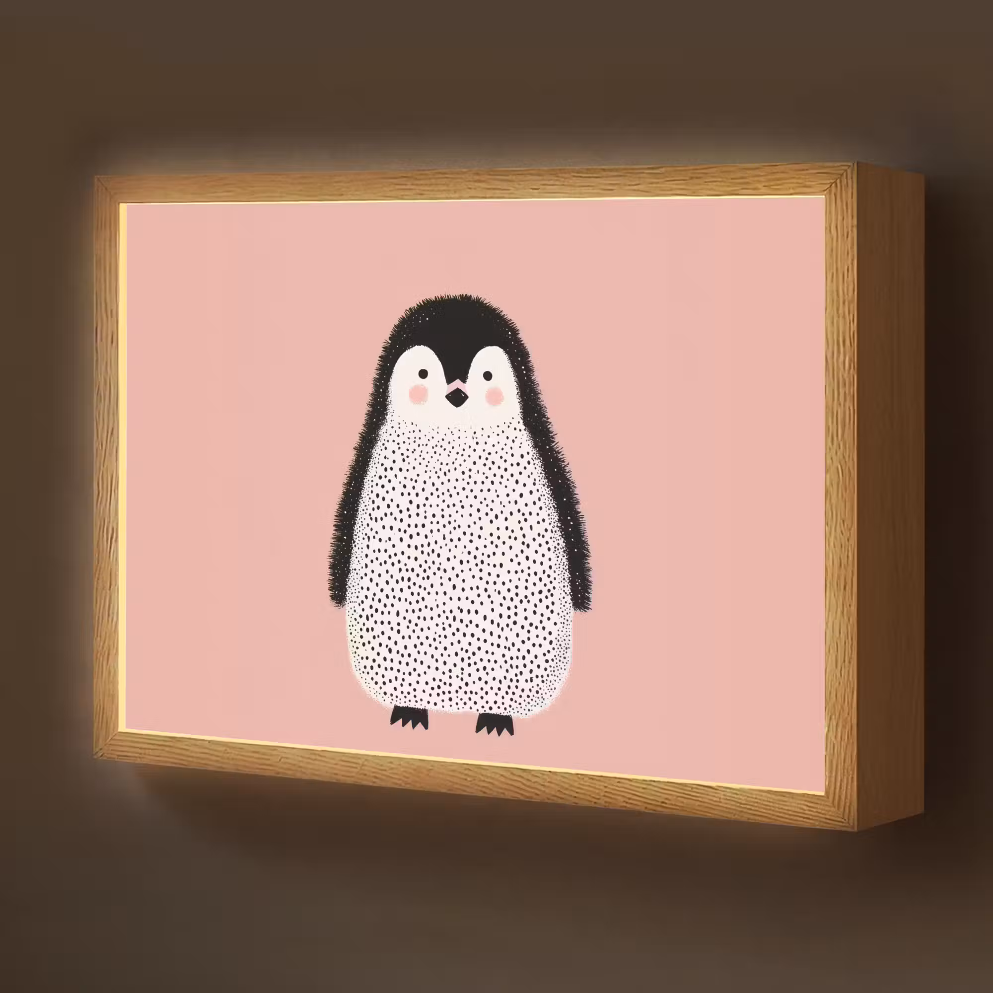 Lightbox - Wandlamp kinderkamer - Pinguïn - Stippen - Minimalistisch - Roze