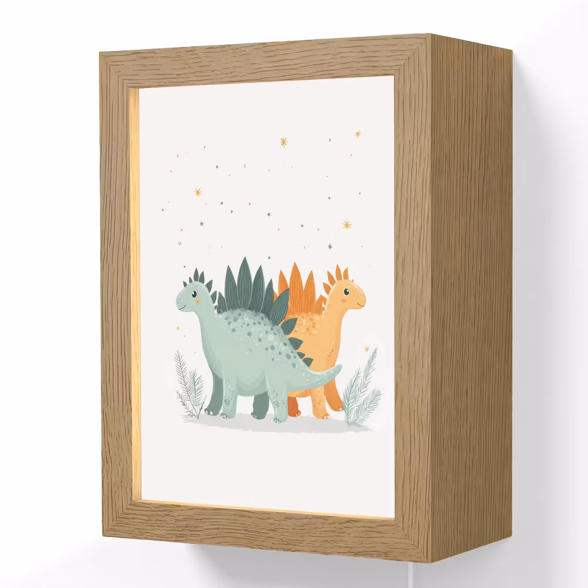 Lightbox - Wandlamp kinderkamer - Planten - Sterren - Dinosaurussen - Oranje