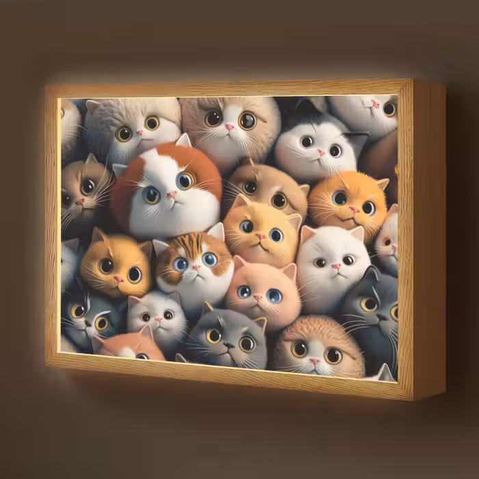 Lightbox - Wandlamp kinderkamer - Poes - Kat - Design - Bruin - Grijs - Kids