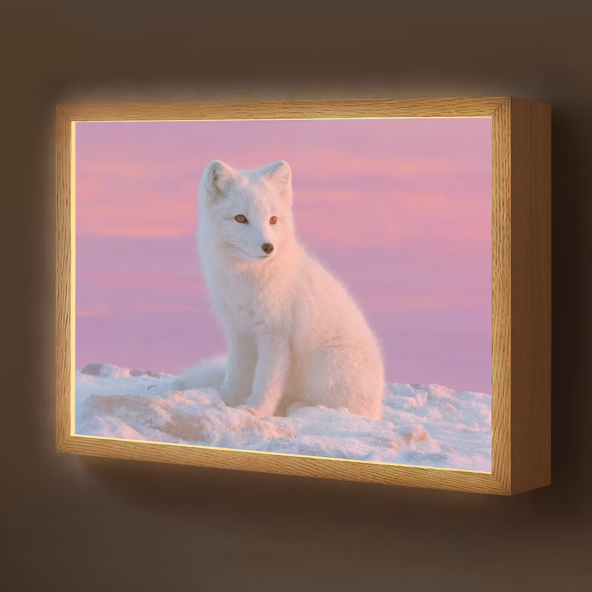 Lightbox - Wandlamp kinderkamer - Poolvos - Sneeuw - Roze