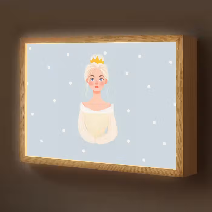 Lightbox - Wandlamp kinderkamer - Prinses - Kroon - Blauw - Stippen