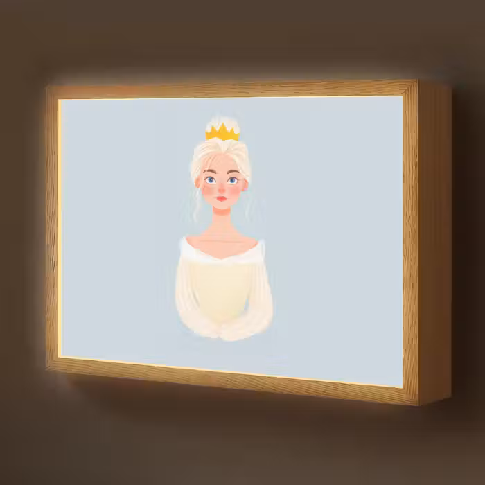 Lightbox - Wandlamp kinderkamer - Prinses - Kroon - Blauw