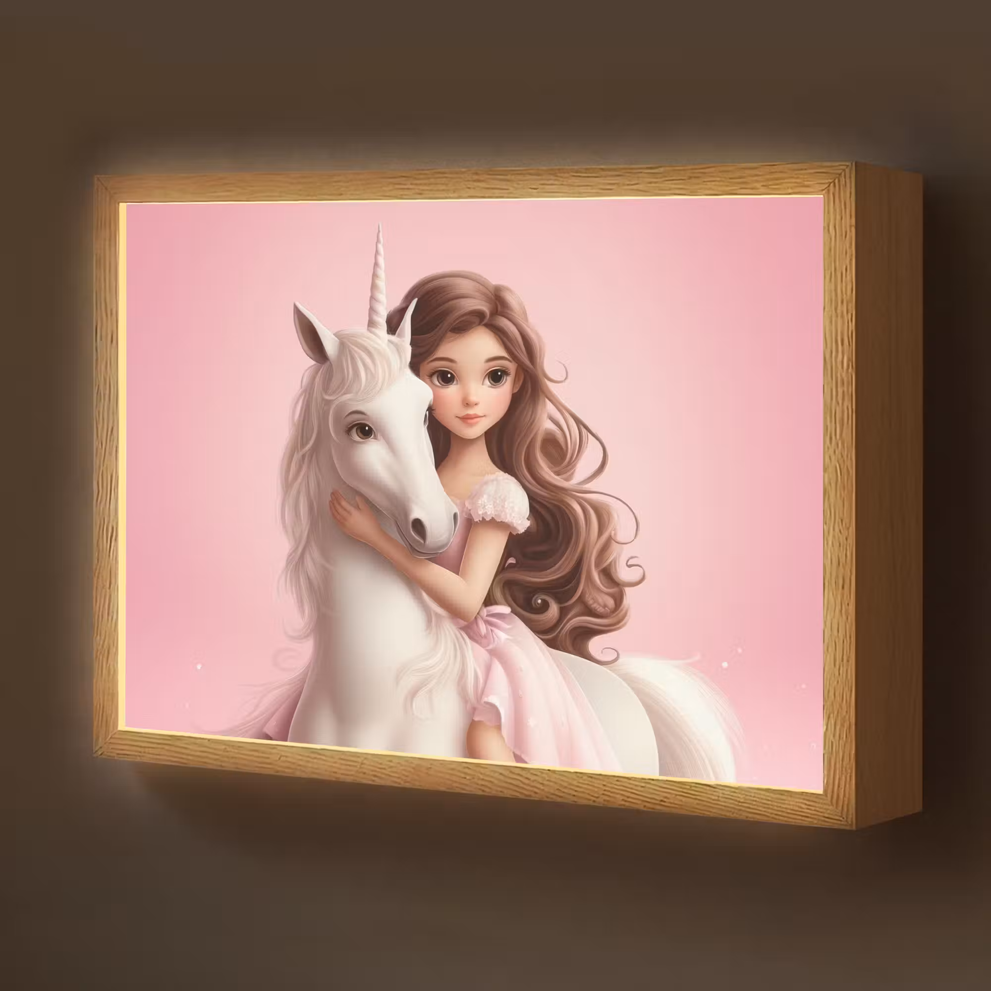 Lightbox - Wandlamp kinderkamer - Prinses - Roze - Eenhoorn