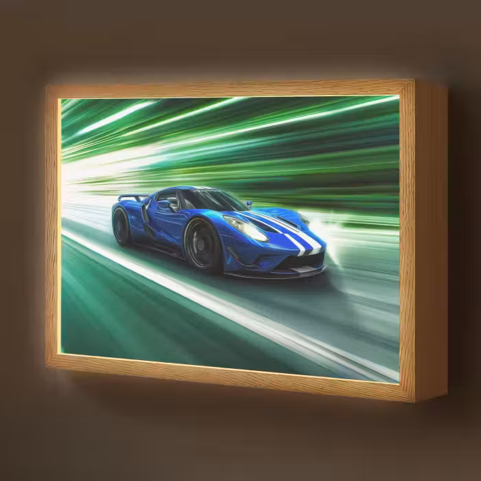 Lightbox - Wandlamp kinderkamer - Race auto - Blauw - Groen