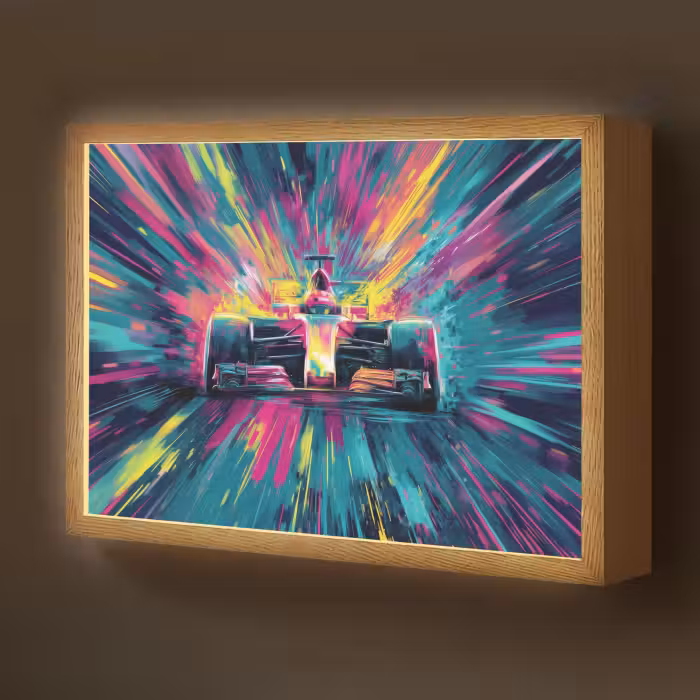 Lightbox - Wandlamp kinderkamer - Raceauto - Abstract - Strepen - Blauw