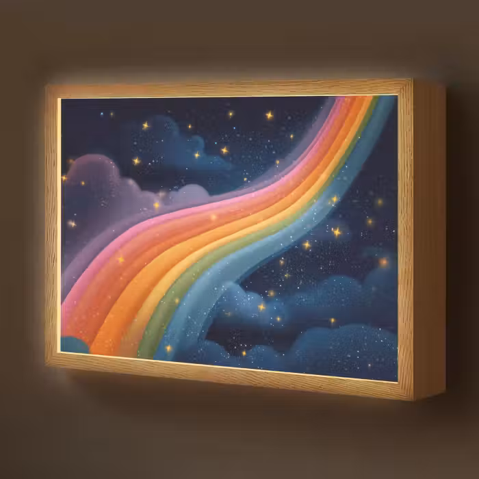 Lightbox - Wandlamp kinderkamer - Regenboog - Sterrenhemel - Kleurrijk