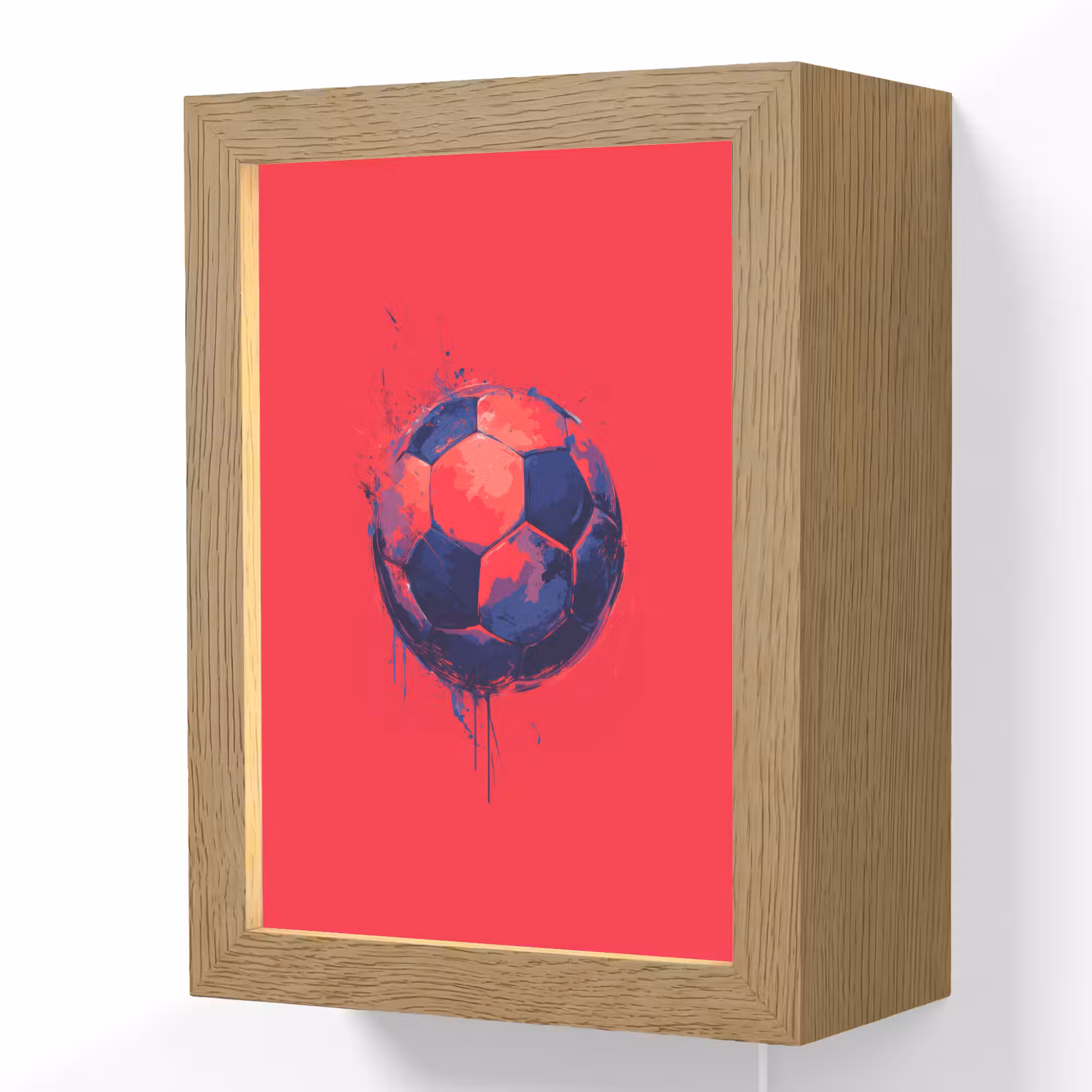 Lightbox - Wandlamp kinderkamer - Rood - Voetbal - Abstract - Verfspatten