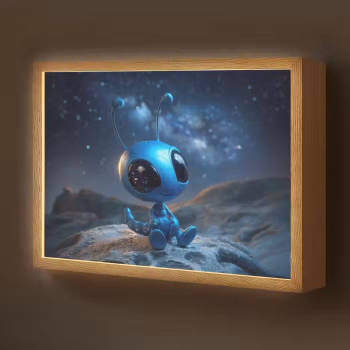 Lightbox - Wandlamp kinderkamer - Ruimtewezen - Blauw - Galaxy