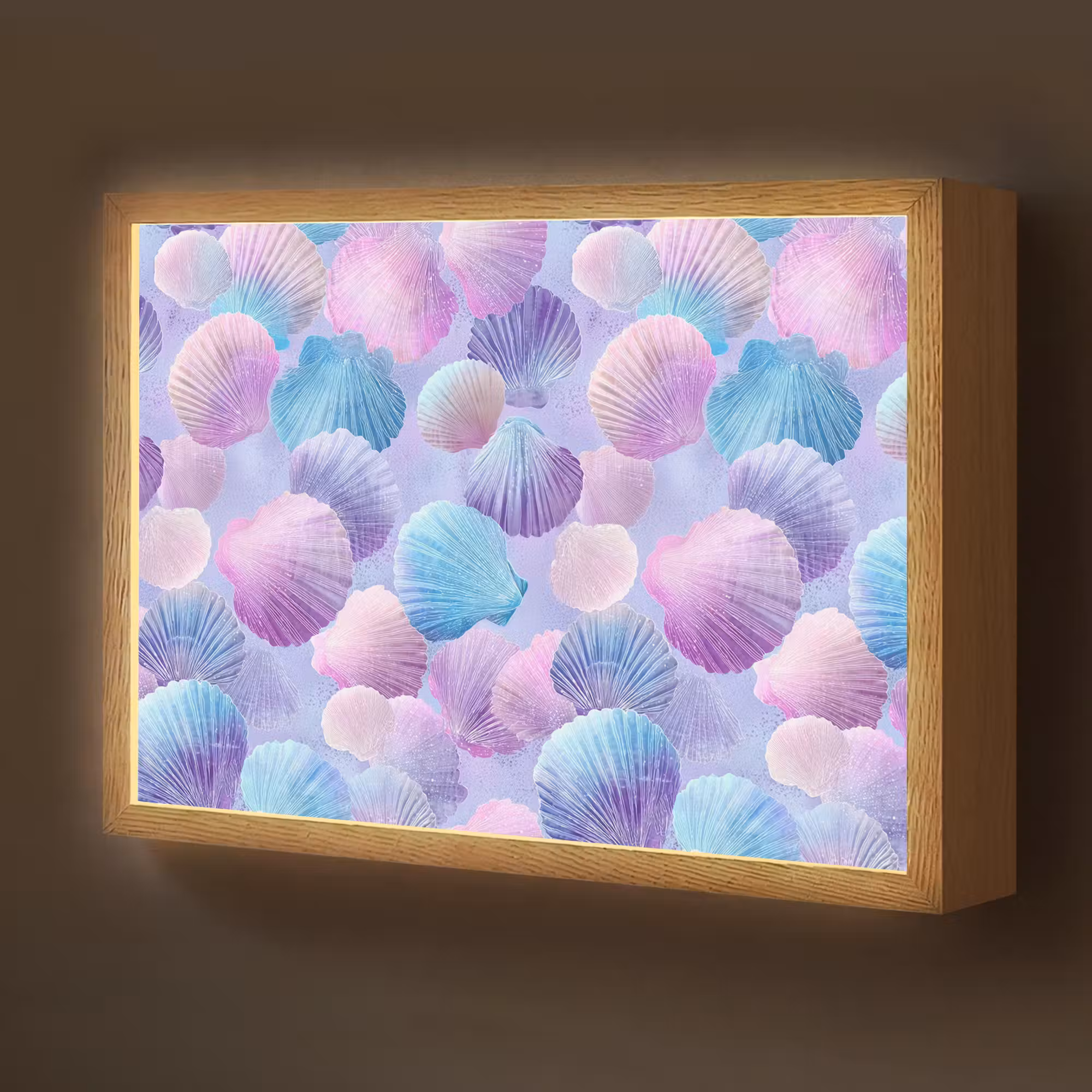 Lightbox - Wandlamp kinderkamer - Schelpen - Paars - Blauw - Patroon