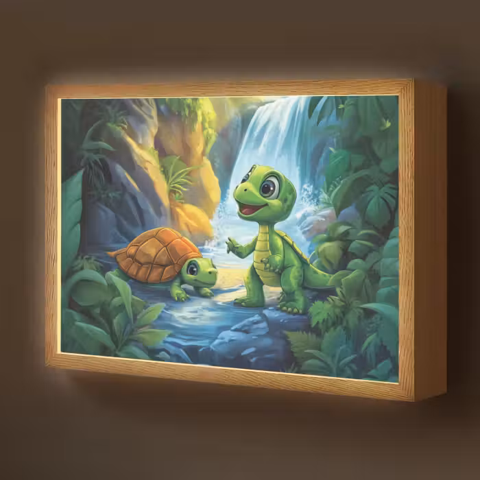 Lightbox - Wandlamp kinderkamer - Schildpad - Dino - Jungle - Waterval