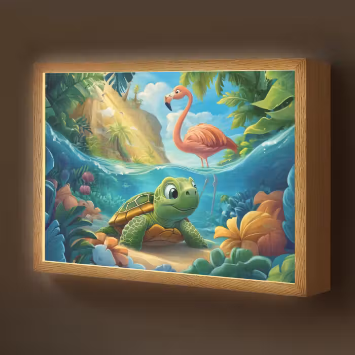 Lightbox - Wandlamp kinderkamer - Schildpad - Flamingo - Tropisch - Oceaan