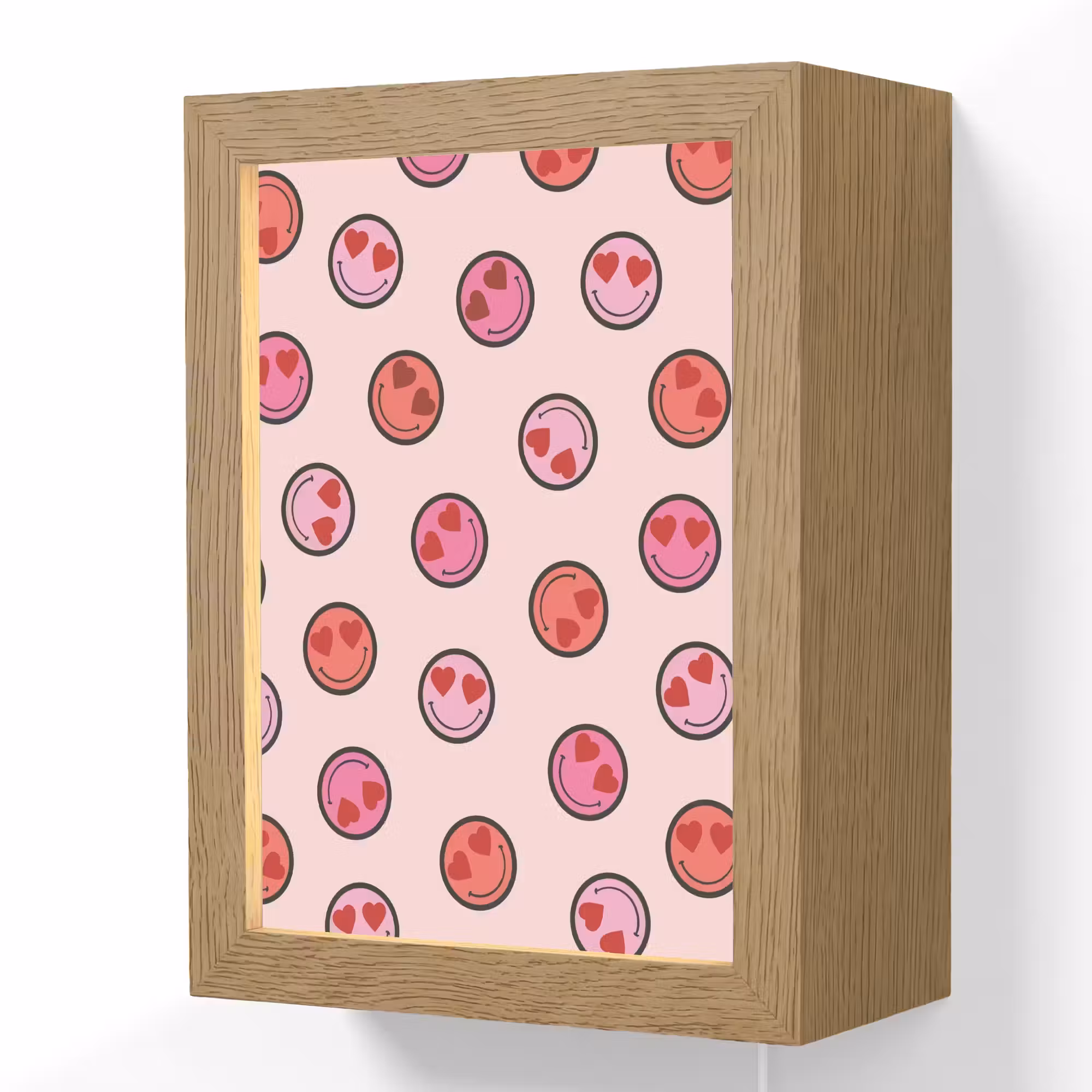 Lightbox - Wandlamp kinderkamer - Smileys - Hartjes - Roze