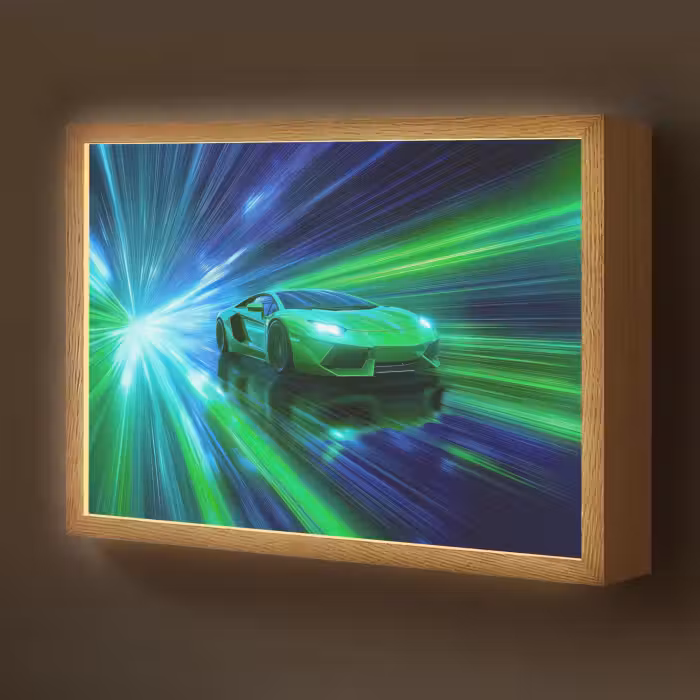 Lightbox - Wandlamp kinderkamer - Snelheid - Licht - Sportwagen - Groen