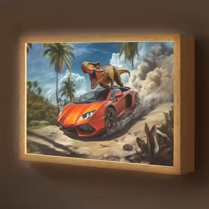 Lightbox - Wandlamp kinderkamer - Sportauto - Rood - Dino