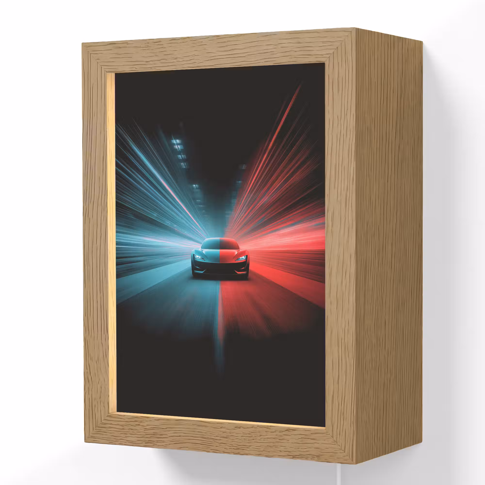 Lightbox - Wandlamp kinderkamer - Sportwagen - Rood - Blauw - Snelheid