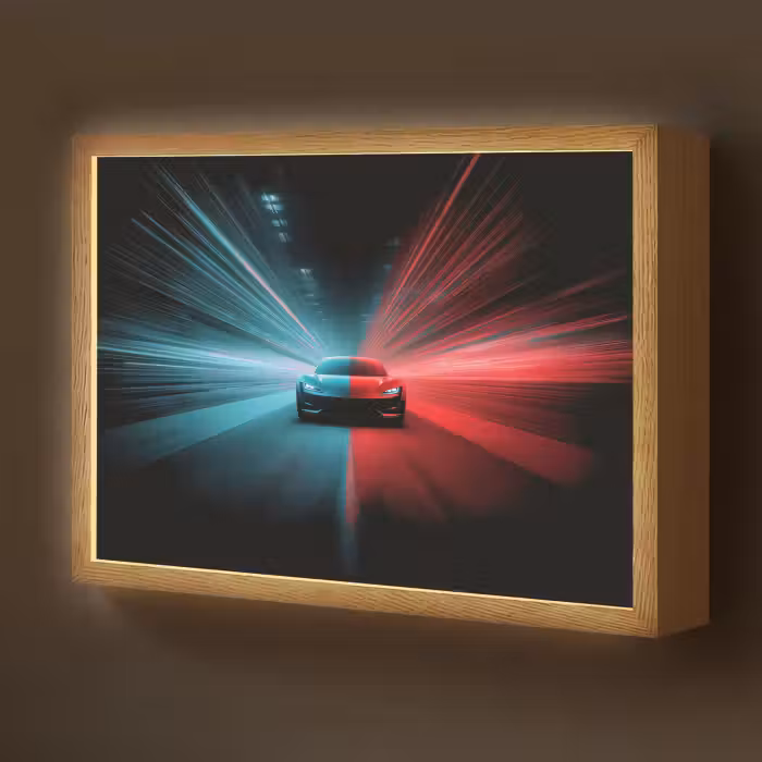 Lightbox - Wandlamp kinderkamer - Sportwagen - Rood - Blauw - Snelheid