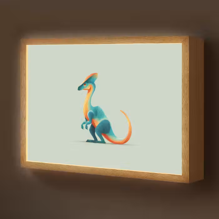 Lightbox - Wandlamp kinderkamer - Staart - Dino - Minimalistisch - Blauw