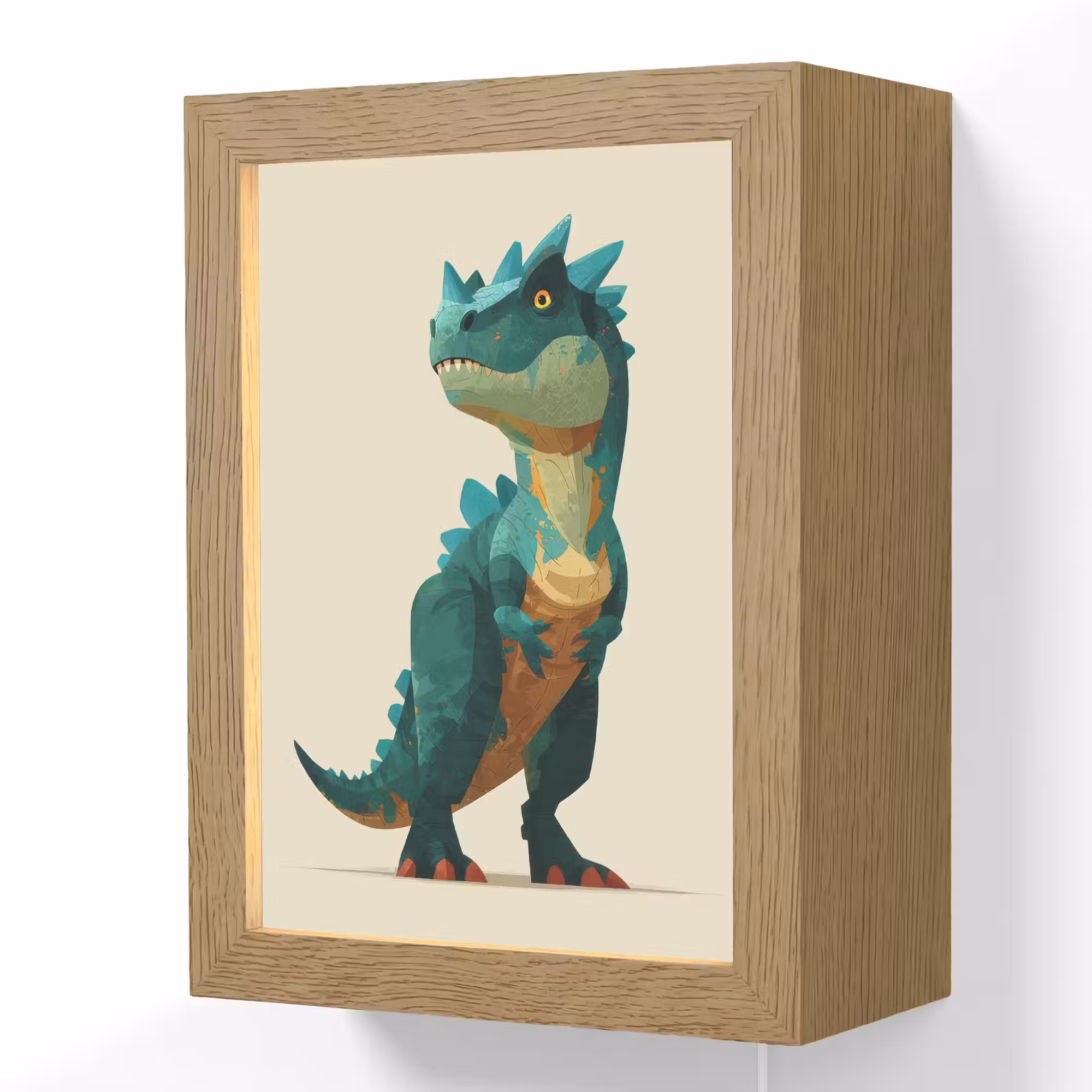Lightbox - Wandlamp kinderkamer - Stekels - Dino - Blauw - Gespierd