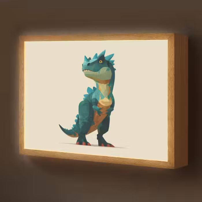Lightbox - Wandlamp kinderkamer - Stekels - Dino - Blauw - Gespierd