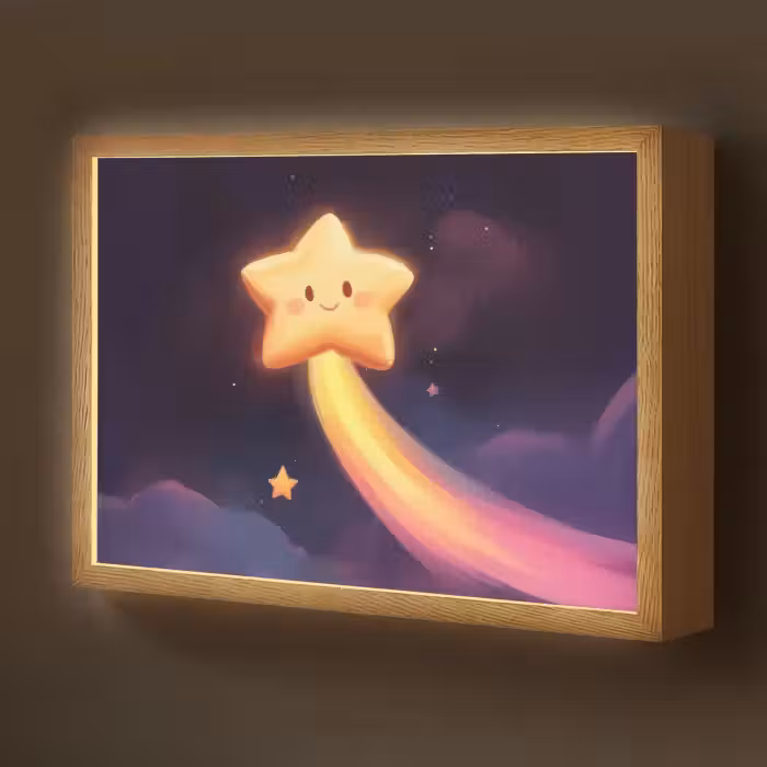 Lightbox - Wandlamp kinderkamer - Ster - Gezichtje - Lichtgevend