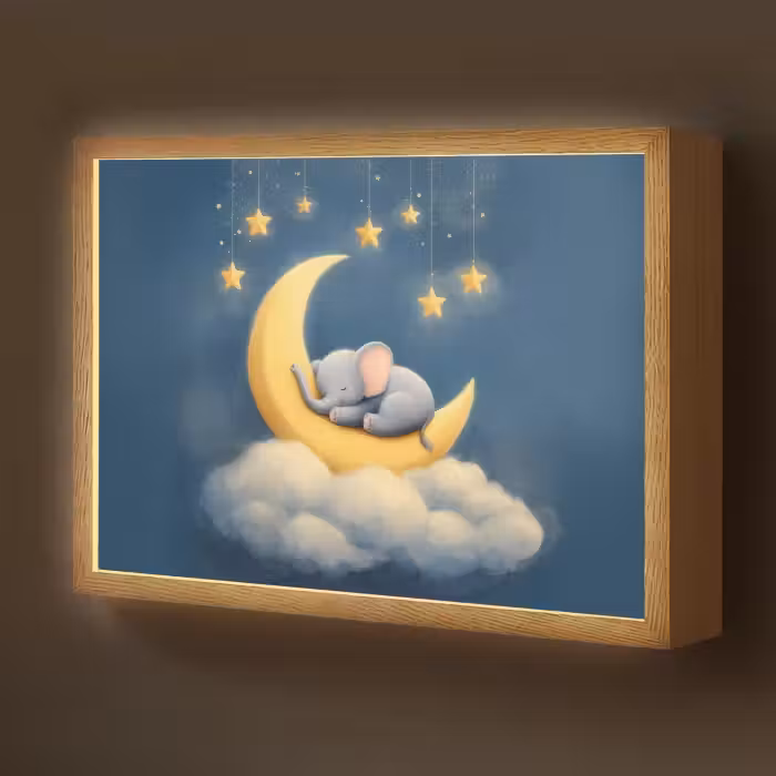 Lightbox - Wandlamp kinderkamer - Sterren - Olifant - Maan - Wolken