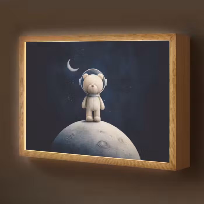 Lightbox - Wandlamp kinderkamer - Teddybeer - Ruimtehelm - Maan - Sterren