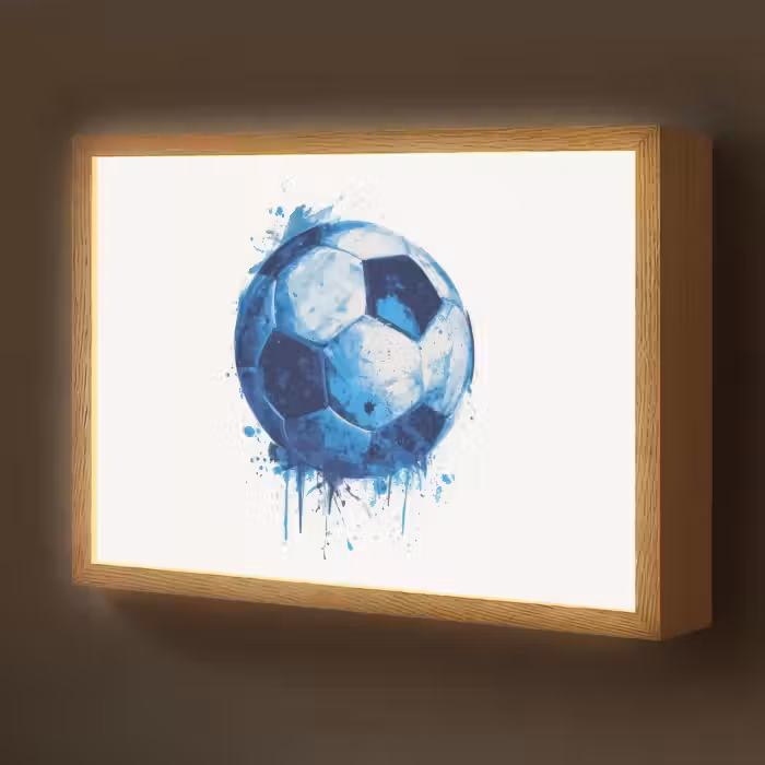 Lightbox - Wandlamp kinderkamer - Voetbal - Blauw - Inkt - Spatten