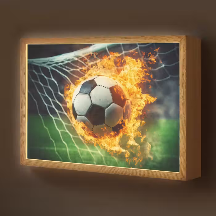 Lightbox - Wandlamp kinderkamer - Voetbal - Goal - Doelnet - Vuur