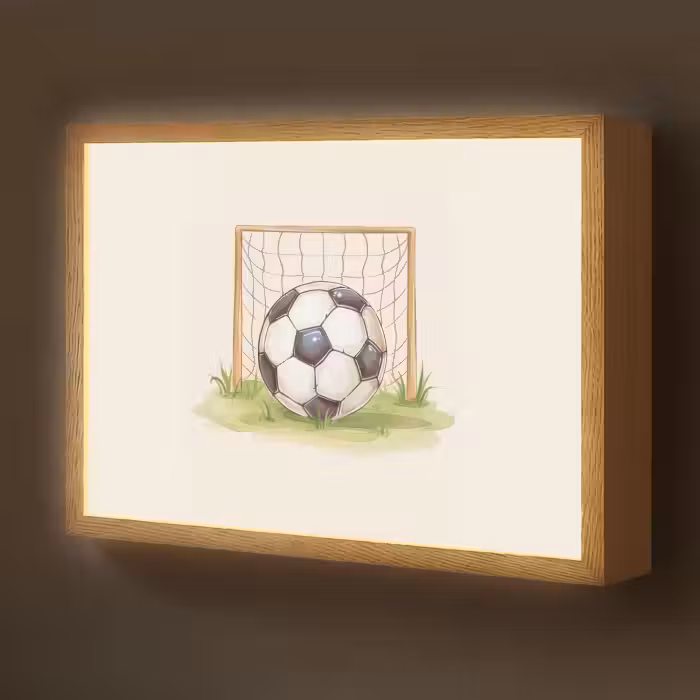 Lightbox - Wandlamp kinderkamer - Voetbal - Goal - Gras - Beige