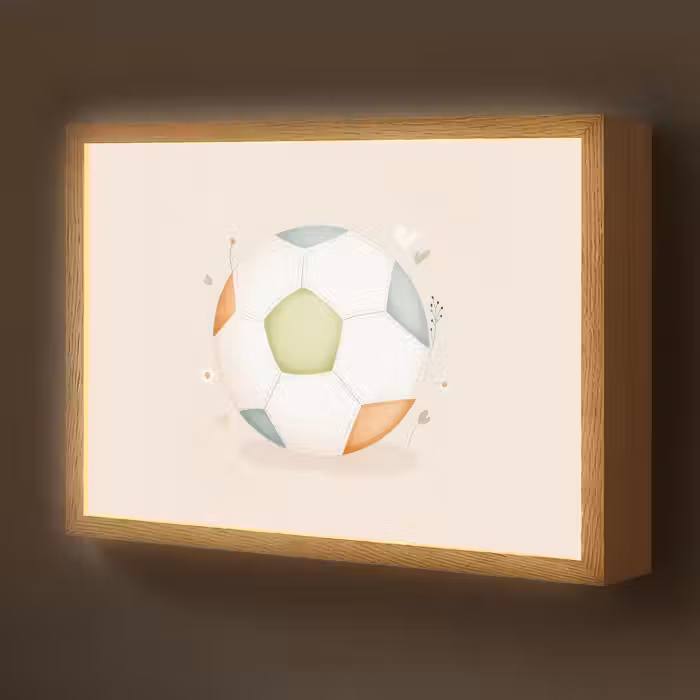 Lightbox - Wandlamp kinderkamer - Voetbal - Rond - Pastel