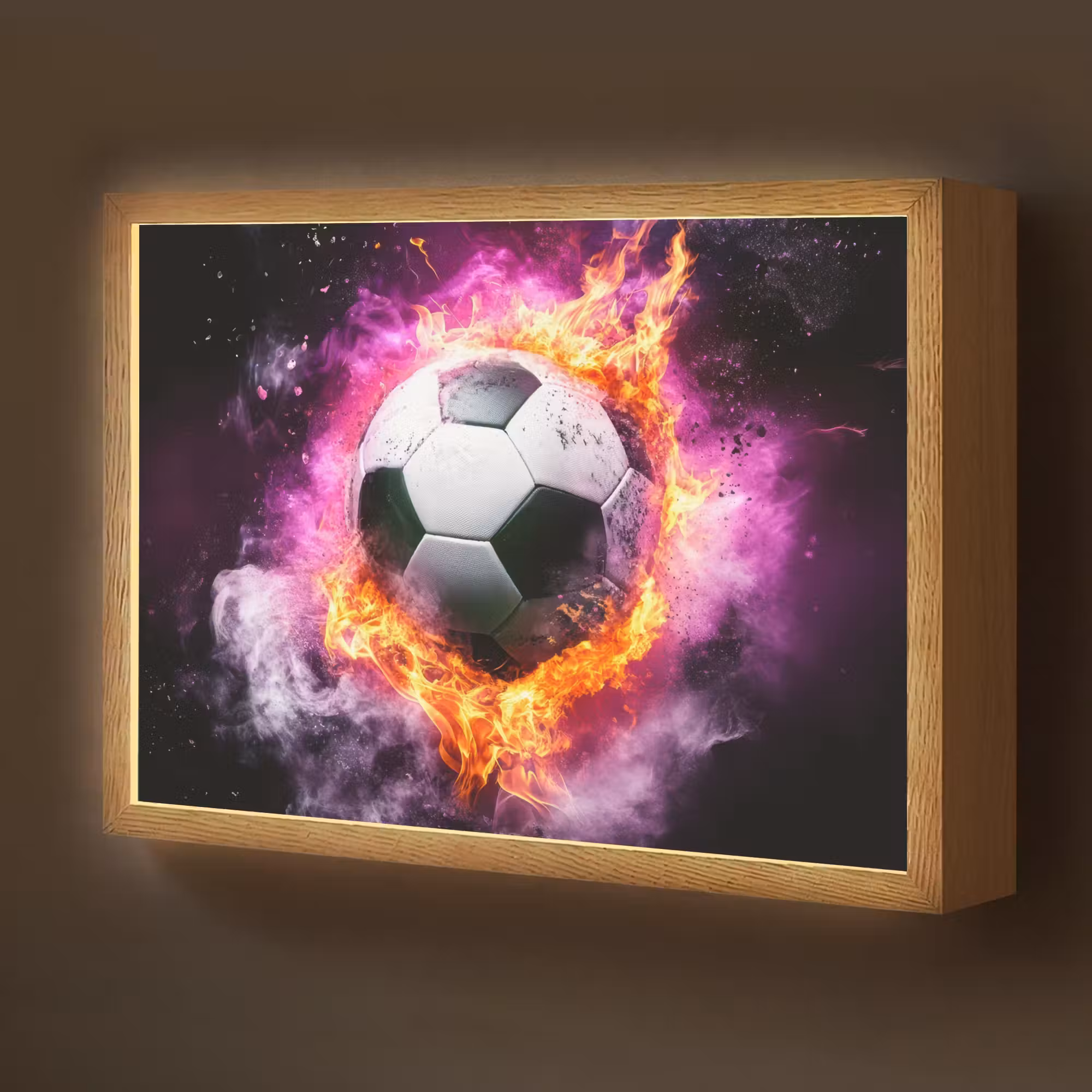 Lightbox - Wandlamp kinderkamer - Voetbal - Roze - Vuur