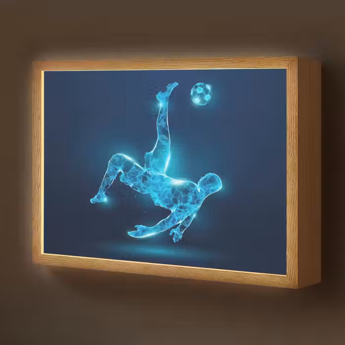Lightbox - Wandlamp kinderkamer - Voetballer - Blauw - Neon