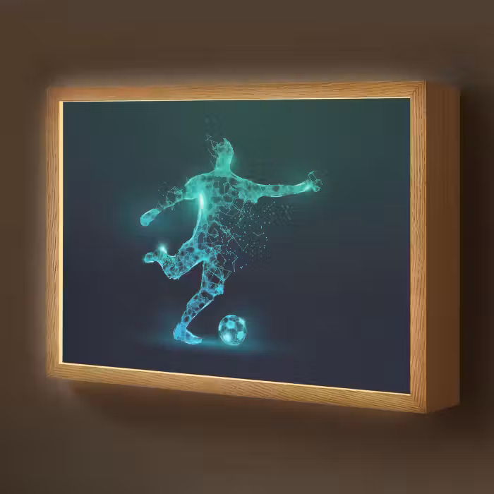 Lightbox - Wandlamp kinderkamer - Voetballer - Trap - Blauw - Digitaal