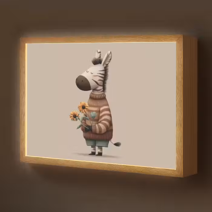 Lightbox - Wandlamp kinderkamer - Zebra - Zonnebloemen - Warm