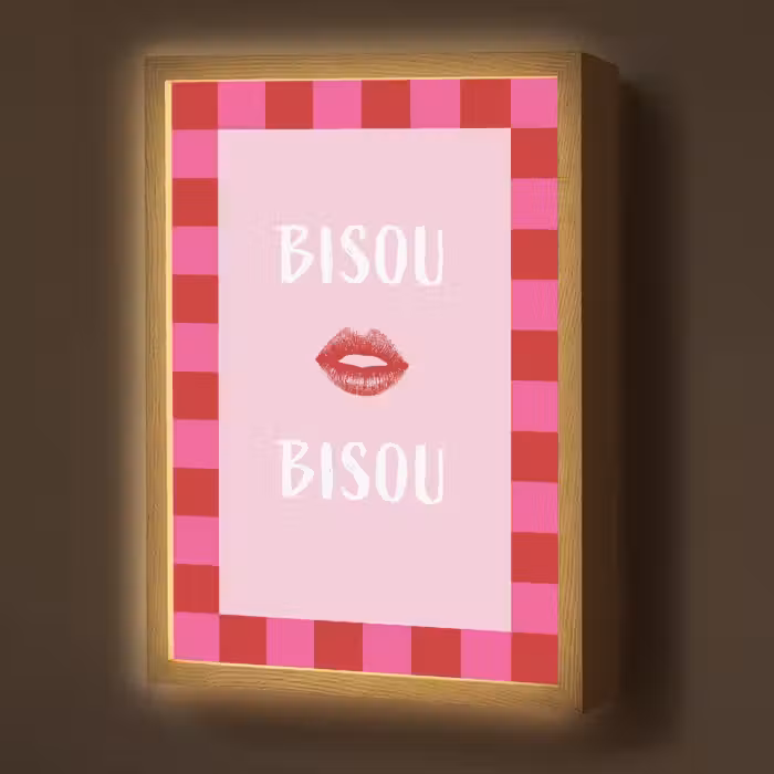 Lightbox - Wandlamp - Kiss - Roze - Frans - Valentijn