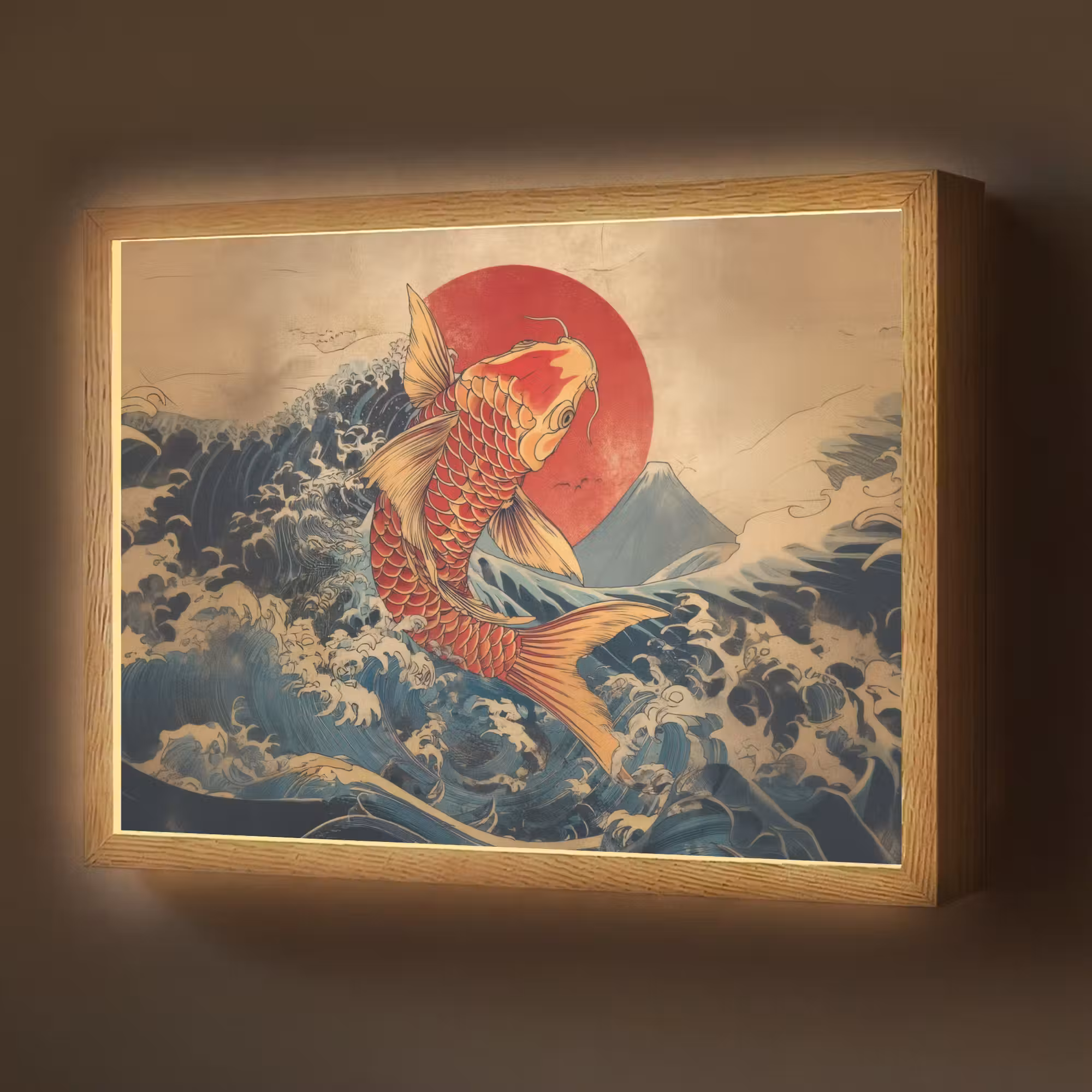Lightbox - Wandlamp - Koi - Zee - Golven - Zon