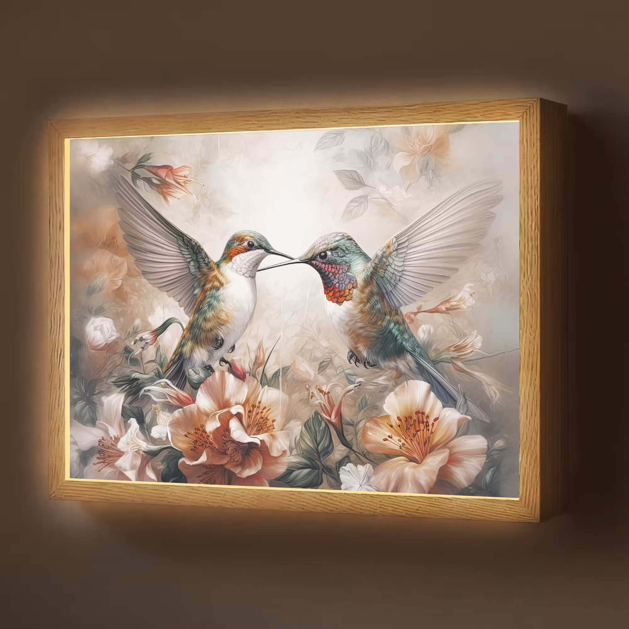 Lightbox - Wandlamp - Kolibrie - Vogels - Bloemen - Natuur