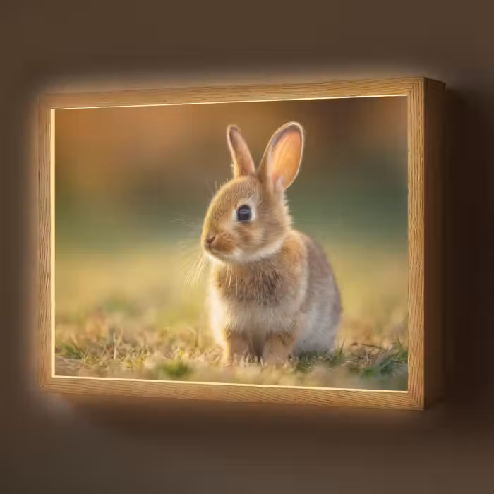 Lightbox - Wandlamp - Konijntje - Bruin - Gras