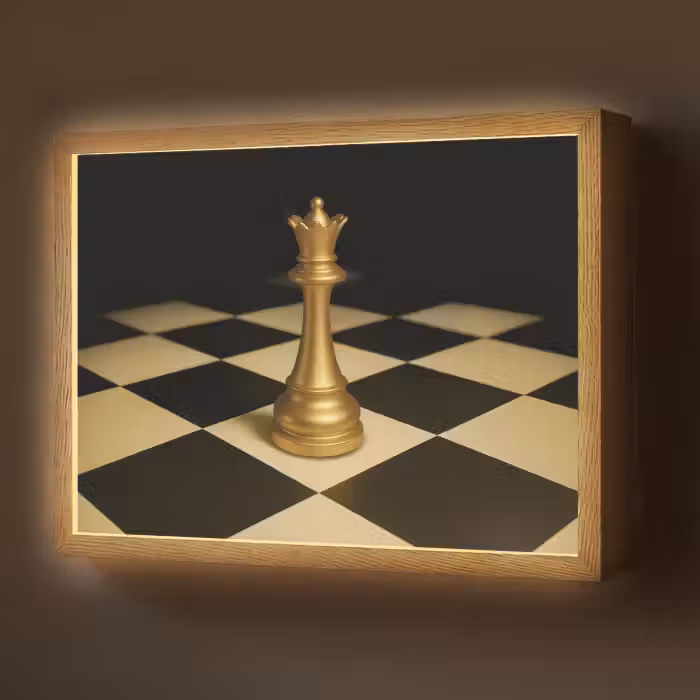 Lightbox - Wandlamp - Koningin - Schaakstuk - Geblokt - Goud
