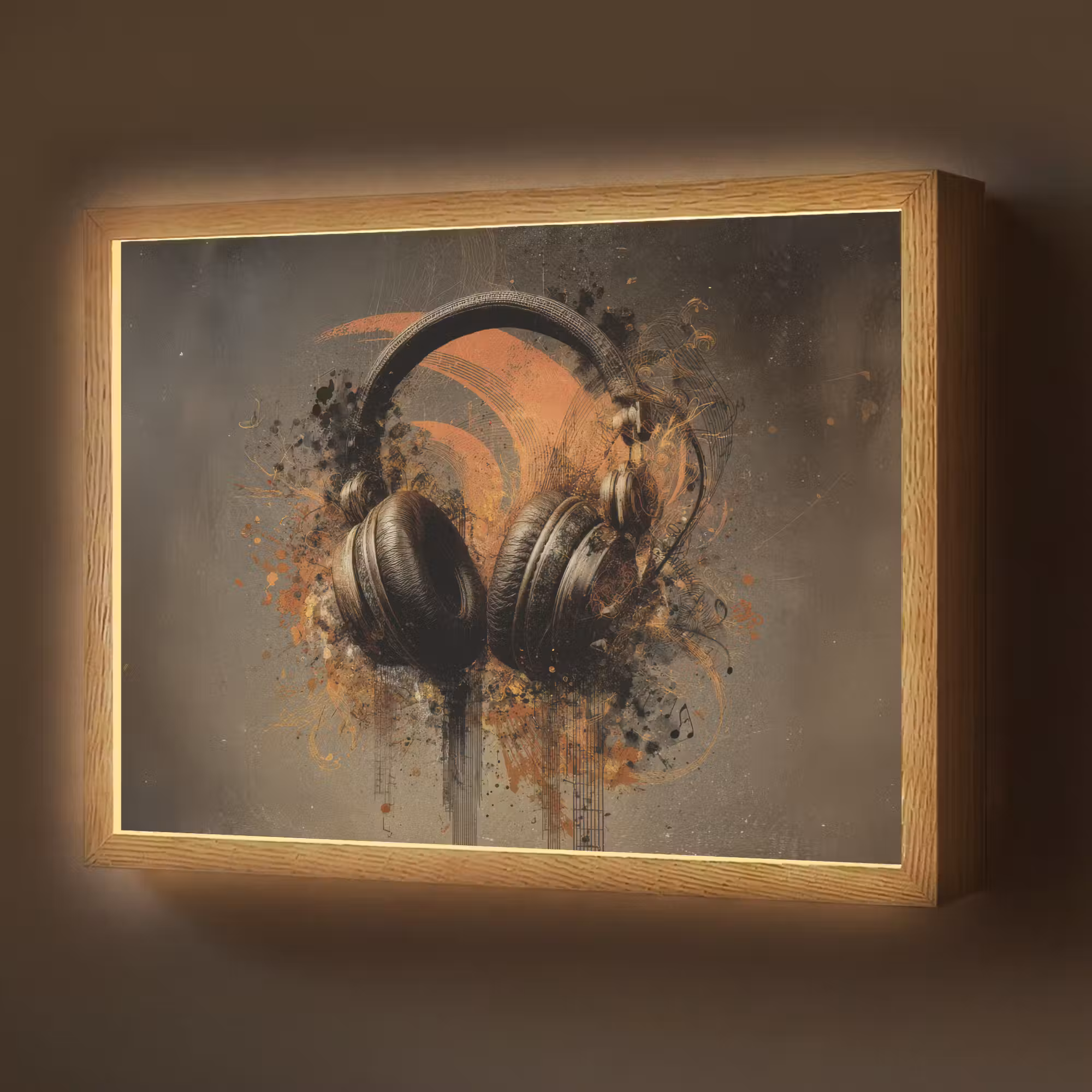 Lightbox - Wandlamp - Koptelefoon - Bruin - Verf - Vintage